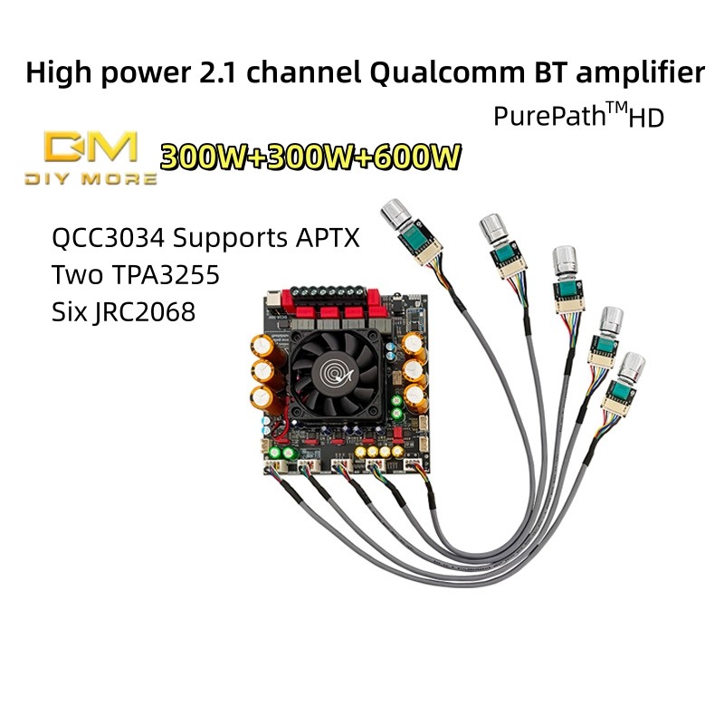 Diymore ZK-APTX3 Qualcomm Bt เครื่องขยายเสียง 2.1 ช่อง 300W + 300W + 600W ชิปเครื่องขยายเสียงTpa3255