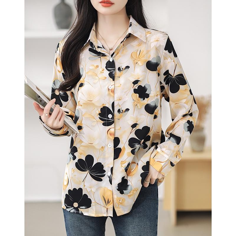 เสื้อเชิ้ตแขนยาวผ้าชีฟองมาใหม่ของผู้หญิงหลวมขนาดบวกการออกแบบนวัตกรรมเหมาะสําหรับการชดเชยอเนกประสงค์