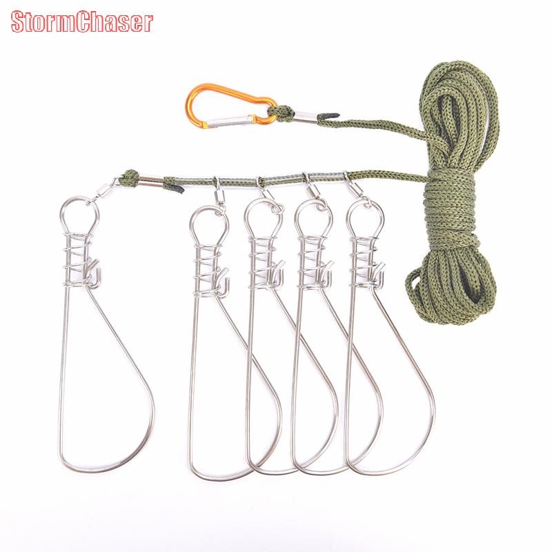 [StormChaser] ล็อคตกปลา หัวเข็มขัดตกปลา Snaps Chain Stringer พร้อม Float Live Fish Lock Belt ใหม่
