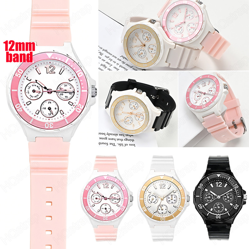 12 มม. สายเรซิ่นนูนสําหรับ Casio LRW-250H LX-500H เรซิ่นยางข้อมือสําหรับผู้หญิงผู้ชายสร้อยข้อมือกันน