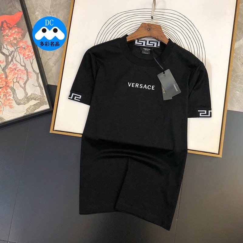 Unisex ในสต็อก VER แฟชั่นสบายๆฤดูร้อนผ้าฝ้ายหลวม cuffs โลโก้พิมพ์ plus ขนาดเสื้อยืดแขนสั้น XS-3XL