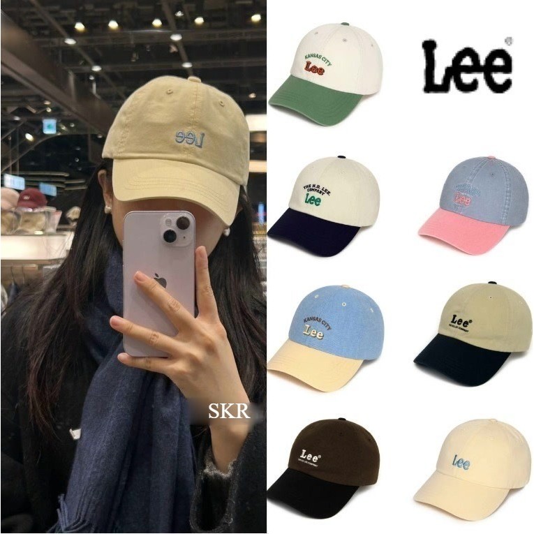 Lee หมวกแก๊ป หมวกเบสบอลแท้ จากเกาหลี Cotton Curve Ball Cap โลโก้