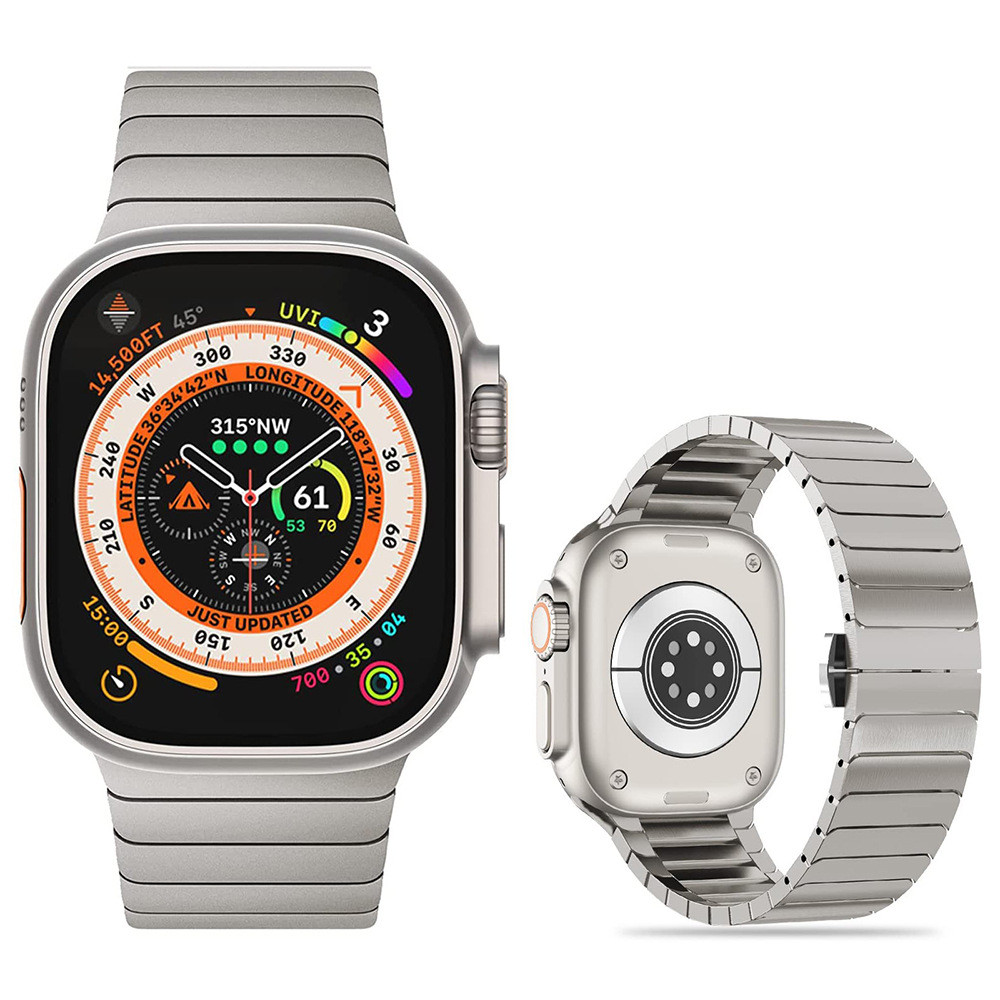 สายสแตนเลสสตีลแบบชิ้นเดียวสายโลหะหัวเข็มขัดผีเสื้อเหมาะสำหรับ Iwatch