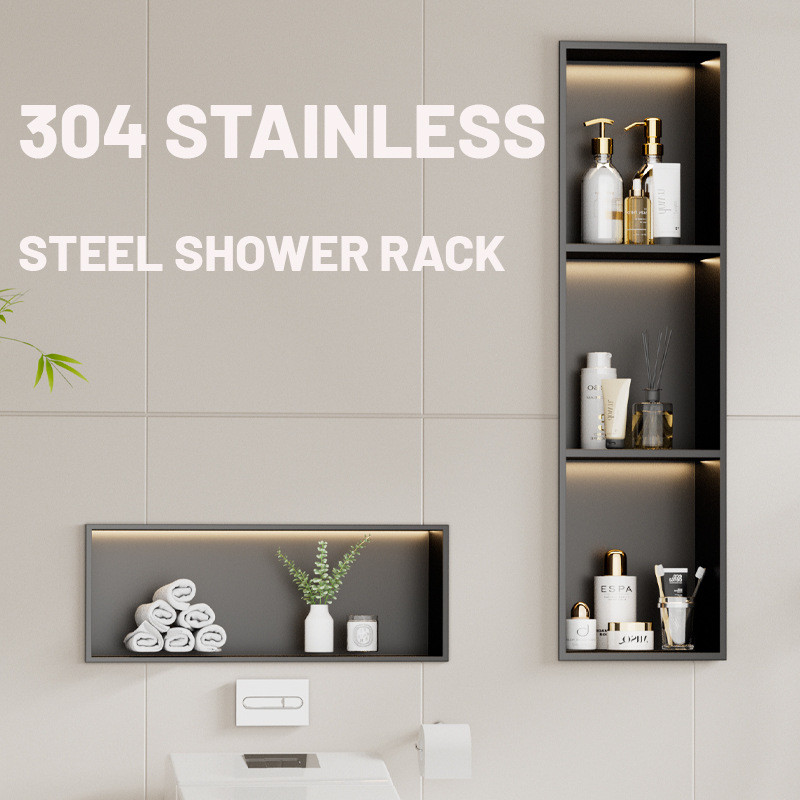 [ปรับแต่งได้] ชั้นวางฝักบัวสแตนเลส ห้องอาบน้ํา ที่เก็บของในห้องน้ําแบบฝัง ห้องอาบน้ํา ที่เก็บของ ผนังแบบฝัง ซอก