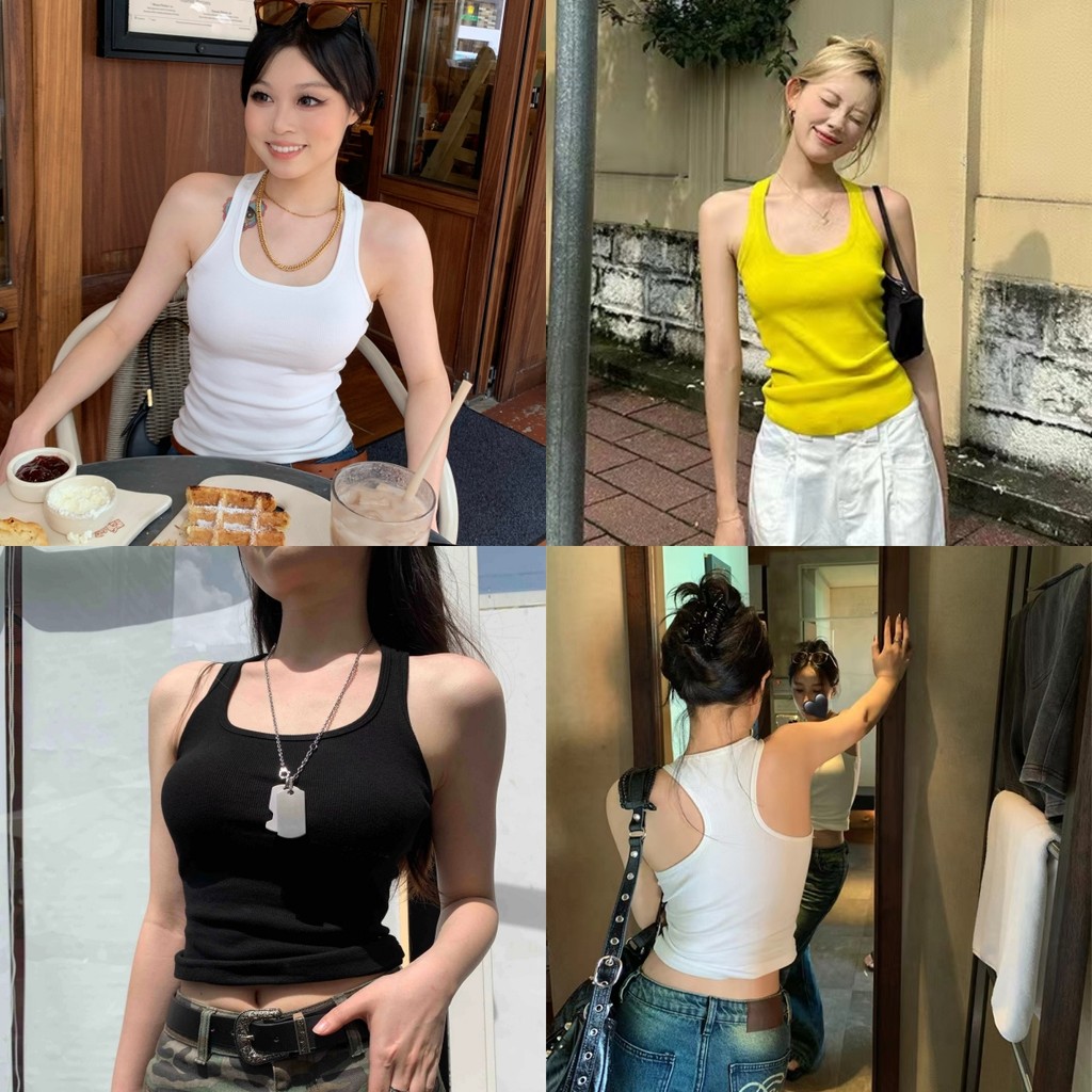Evelyn เสื้อกล้ามผู้หญิง ซับใน สีพื้นหลายลายสี แขนกุด เสื้อครอป เสื้อซับใน ใส่สบาย สไตล์ลำลอง#FY1031-S