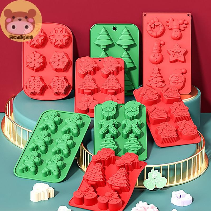 Moonlights1 ช็อกโกแลตแม่พิมพ์คริสต์มาส Crutch ซิลิโคนงานรื่นเริง Bakeware DIY Candy Fudge Ice Jelly เค้กตกแต่ง Bakeware แม่พิมพ์ EN