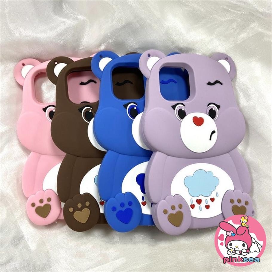 น่ารักการ์ตูน 3Dหมีเคสโทรศัพท์สําหรับiPhone 15 14 13 12 11 Pro Max X Xr Xs Max 8 7 6 6s Plus SE Ins Rainbowหมีสาวซิลิโคนอ่อนนุ่มกันกระแทกป้องกันปลอก