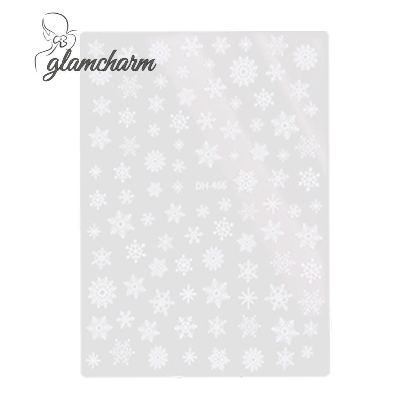 glamcharmWhite Snowflake Nail Art Stickers สติ๊กเกอร์ติดเล็บคริสต์มาส อุปกรณ์เพ้นท์เล็บ
