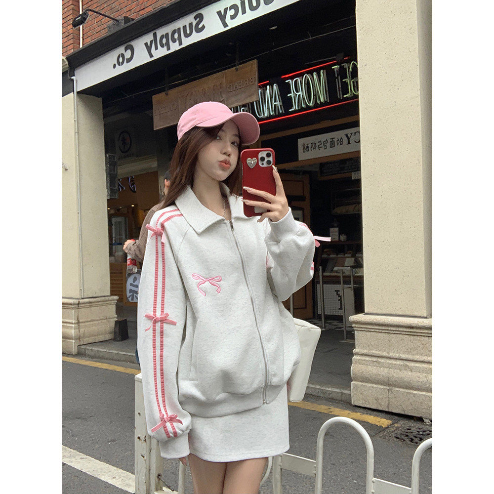 ส่งไวจากไทย TAYCEN M-2XL เสื้อสเวตเตอร์ เรียบๆ แขนยาว เกาหลี ผู้หญิง ซิป สเวตเตอร์ หูกระต่าย