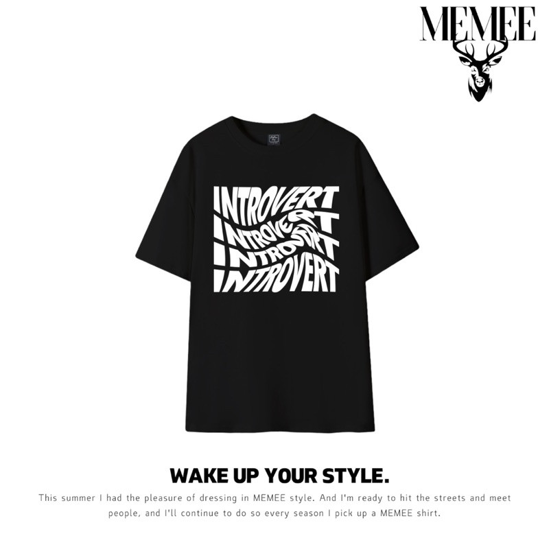 MEMEE ⚡️เสื้อยืดCOTTON USA ผ้าหนานิ่ม ทรงสวย คอสวยS-3XL (Introvert) T-shirt