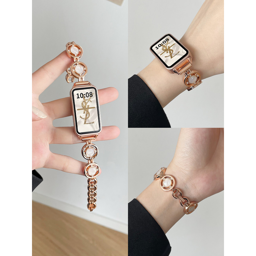 สายนาฬิกาสแตนเลสหรูหราสําหรับ Xiaomi Mi Band 9 Active Smart Band 9 Active สร้อยข้อมือผู้หญิงผู้ชายเครื่องประดับสายรัดโลหะ