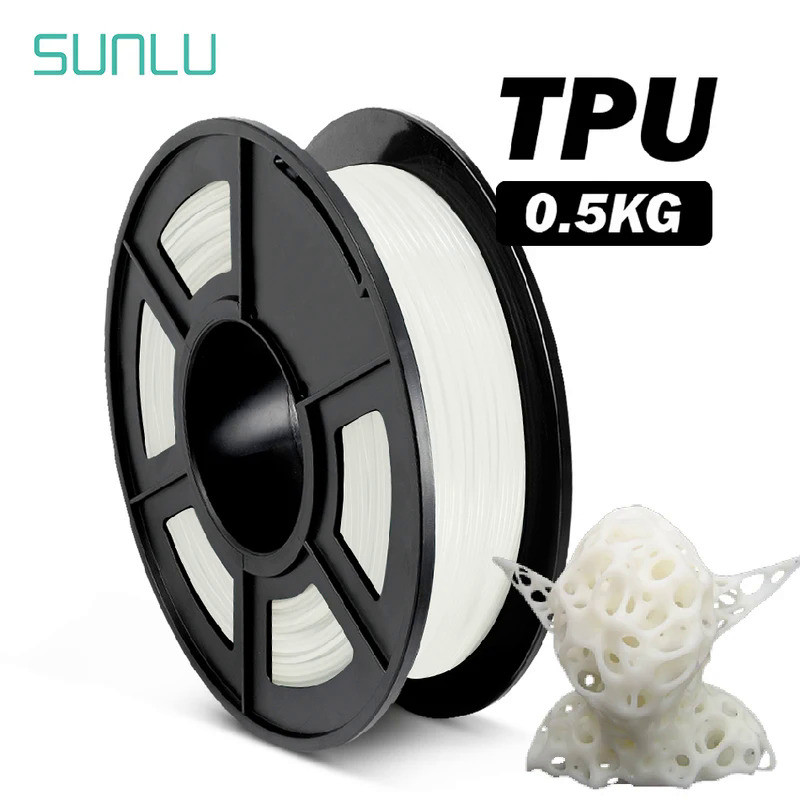 SUNLU 95A TPU  0.5KG 3D Printing Filament 1.75MM Clogging Free No Bubble Strong Flexibility Soft Pri