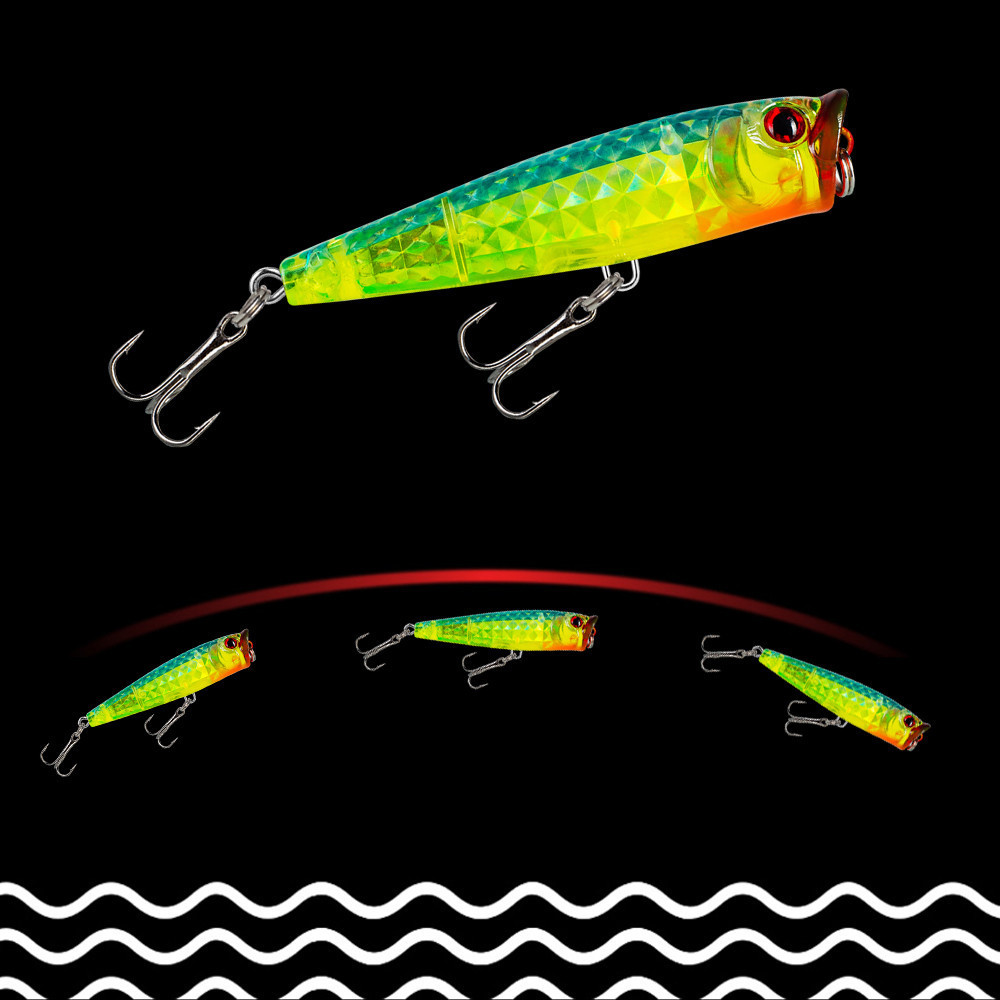 6.8เซนติเมตร/7กรัมล่อตกปลาเหยื่อป๊อปเปอร์ที่มีสองไตรเบิลตะขอ3ง ตาพลาสติกประดิษฐ์สร้อยเหยื่อแข็งสําหรับปลาเทราท์เบสคอนอุปกรณ์ตกปลา - รูปที่ 4