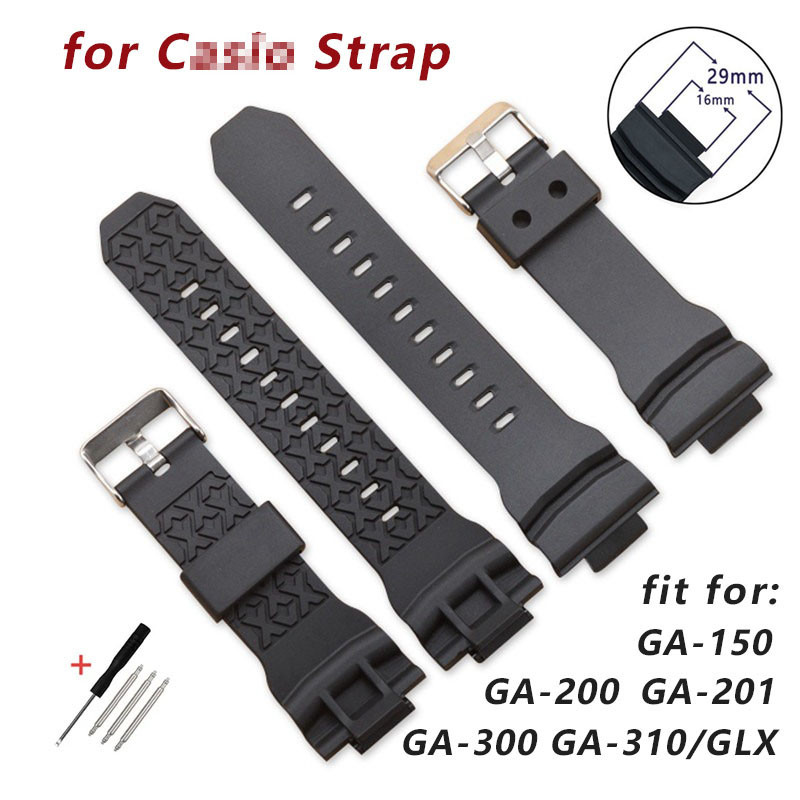 16 มม.สายนาฬิกาซิลิโคนสําหรับ Casio G-shock GA-150/200/201/300/310/GLX เปลี่ยนสายนาฬิกากันน้ํา TPU ยางเข็มขัดข้อมือผู้ชายผู้หญิงสร้อยข้อมือกีฬา