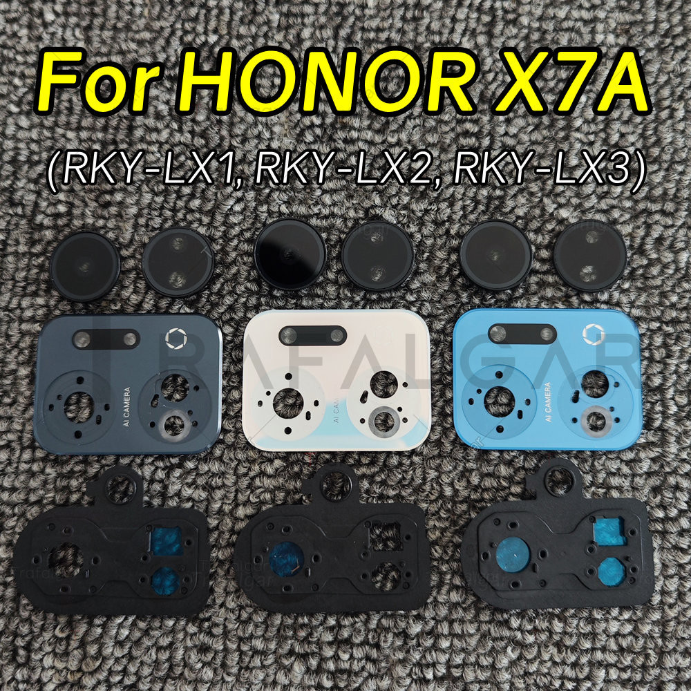 เลนส์กล้องด้านหลังสําหรับ Honor X7A ฝาครอบกระจกกล้องด้านหลังพร้อมกรอบ Bezel เปลี่ยน RKY-LX1 RKY-LX2 