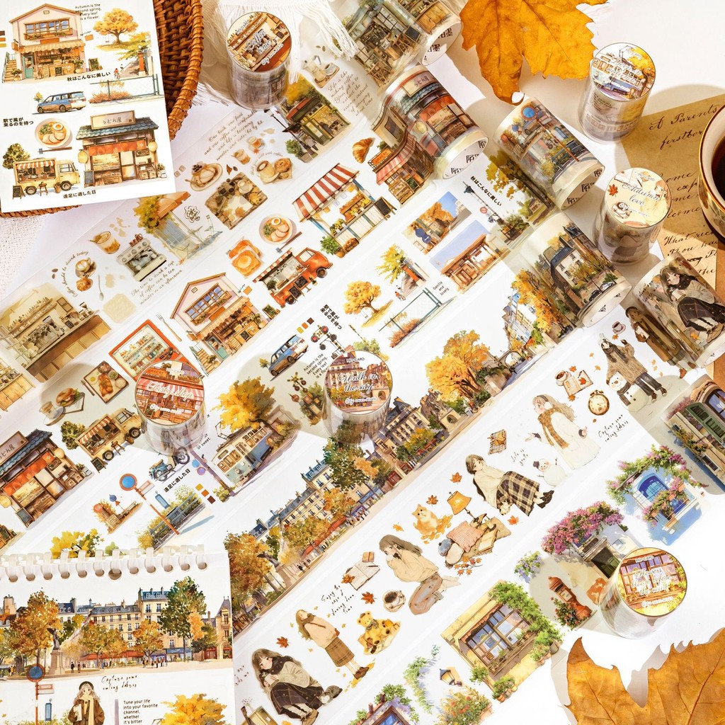 เดินเมือง Washi เทป PET ตกแต่งกาวความงามเทปสําหรับ Scrapbooking Bullet Junk Journaling อุปกรณ์ Planners และ DIY หัตถกรรม