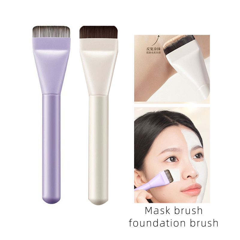 แปรงรองพื้นหัวแบนสีม่วง ใบมีด หัวแบน แปรงมาส์กแต่งหน้าแบบเส้นตรง ไร้รอยต่อ แปรงแต่งหน้า เครื่องมือเสริมสวย