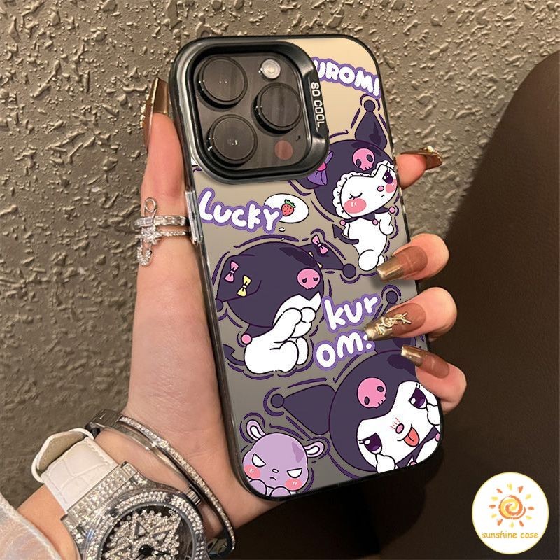 GOOD เคส iPhone โลหะลายการ์ตูนอนิเมะ Kuromi น่ารัก ไอโฟน11 For iPhone12 13 14 15Pro MAX X XS XR XS 6 7 8Plus SE2020