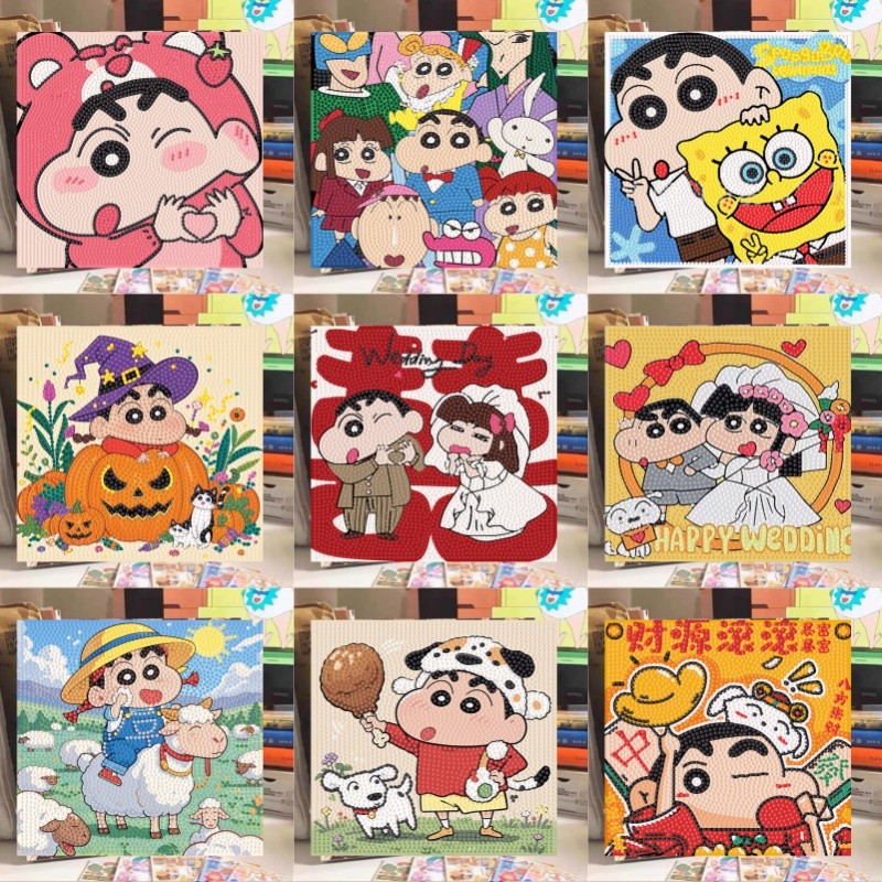 ภาพครอสติสคริสตัล Crayon Shin-chan ครอสติสคริสตัล ภาพติดเพชรคริสตัล ภาพวาดเพชร DIY Diamond Painting – โปรปัง