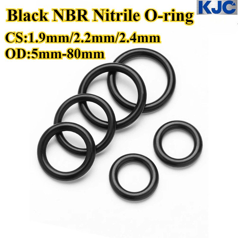 [KJC-OXQ] โอริงไนไตร NBR สีดํา (CS1.9mm/2.2mm/2.4mm * OD5mm-80mm) แหวนปิดผนึก, ความต้านทานน้ํามัน, ทนต่ออุณหภูมิสูง, ยางโอริง, ปะเก็นสีดํากันน้ํา