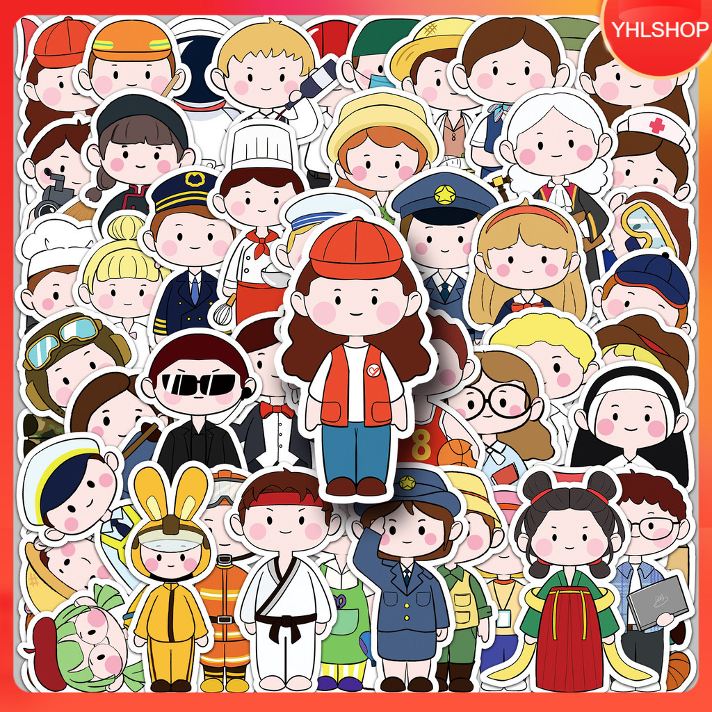 🍁YHL🍁พร้อมส่ง 51แบบ สติกเกอร์ ชุดอาชีพในฝัน การ์ตูน Dream Job Cartoon Sticker