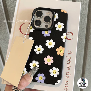 เคส For iPhone 13 เคสหนังเนื้อนิ่มสีแคนดี้ ดอกไม้น่ารัก For iPhone 15 16 13 14 12 11 Pro Max XS XR 7 8 Plus เคสหนัง Case
