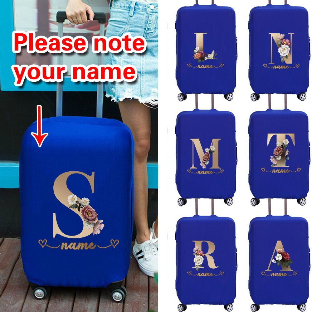 Customization name luggage cover กระเป๋าถือสีน้ำเงินเหมาะสำหรับ 18-32 นิ้วสไตล์การออกแบบที่สวยงาม