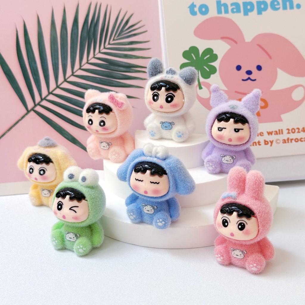 7 ชิ้นกํามะหยี่ Sanrio Shin-chan เรซิ่น Charms สําหรับ DIY (4-342)