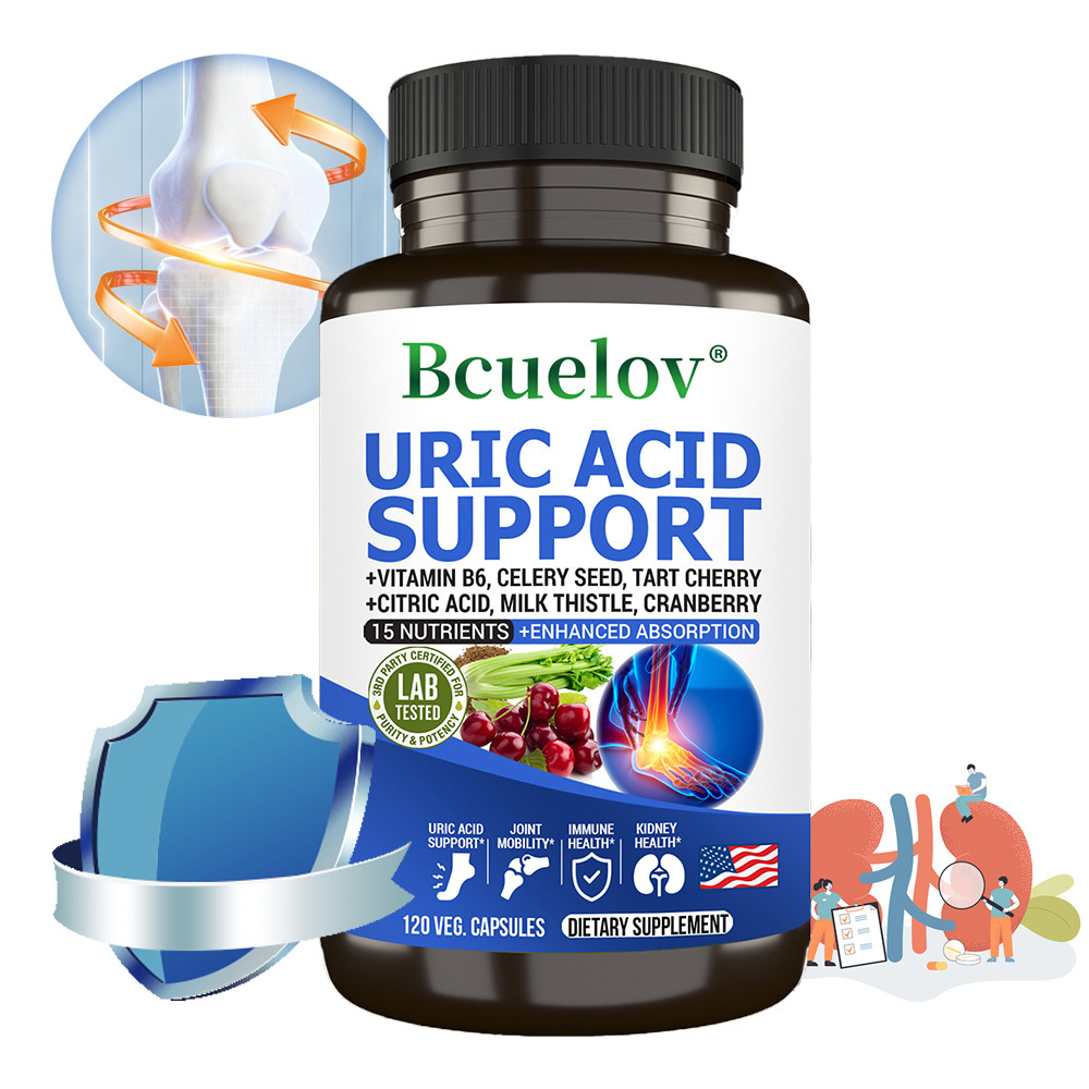 อาหารเสริมที่รองรับกรด Bcuelov Uric, รองรับระดับกรดยูริกเพื่อสุขภาพ, รองรับสุขภาพร่วมและไต
