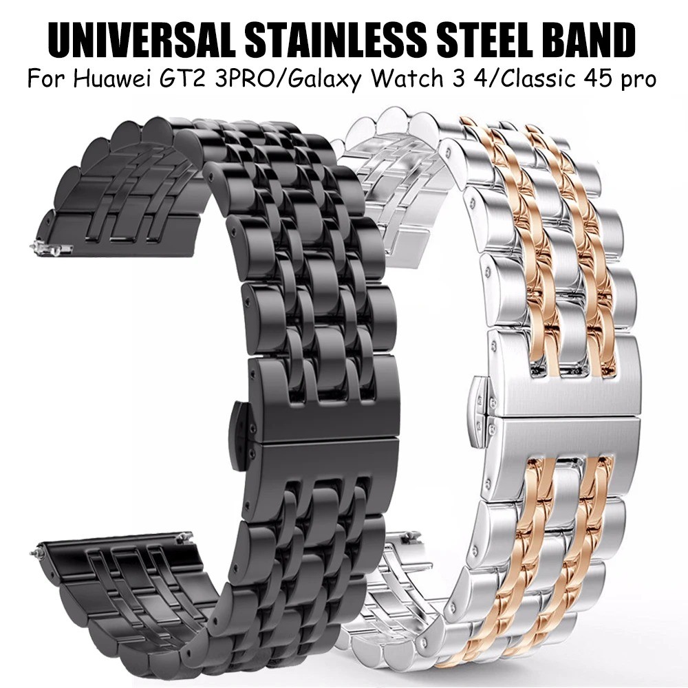 SAMSUNG 22มม.20มม.สําหรับsamsung Galaxyนาฬิกา3 4 5 6 7 45มม.เกียร์S3 46มม.42มม.Active2 40 44มม.สแตนเลสสําหรับAmazift BIP 2 GTR Redmi 3/5 Active Lite