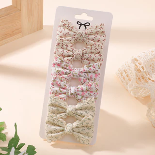 6 ชิ้น/เซ็ตน่ารักดอกไม้พิมพ์ผมโบว์คลิปสําหรับเด็กทารกสด Pastoral ผ้าฝ้าย Hairpin Barrettes Headwear อุปกรณ์เสริมผม