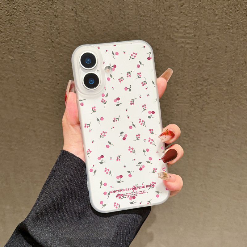 กรณีโทรศัพท์ จัดส่งจากประเทศไทย ดอกเชอร์รี่เคสไอโฟน iPhone 16 15 14 13 12 11 PRO MAX X XS MAX XR 7/8P ป้องกันลายนิ้วมือ - รูปที่ 2