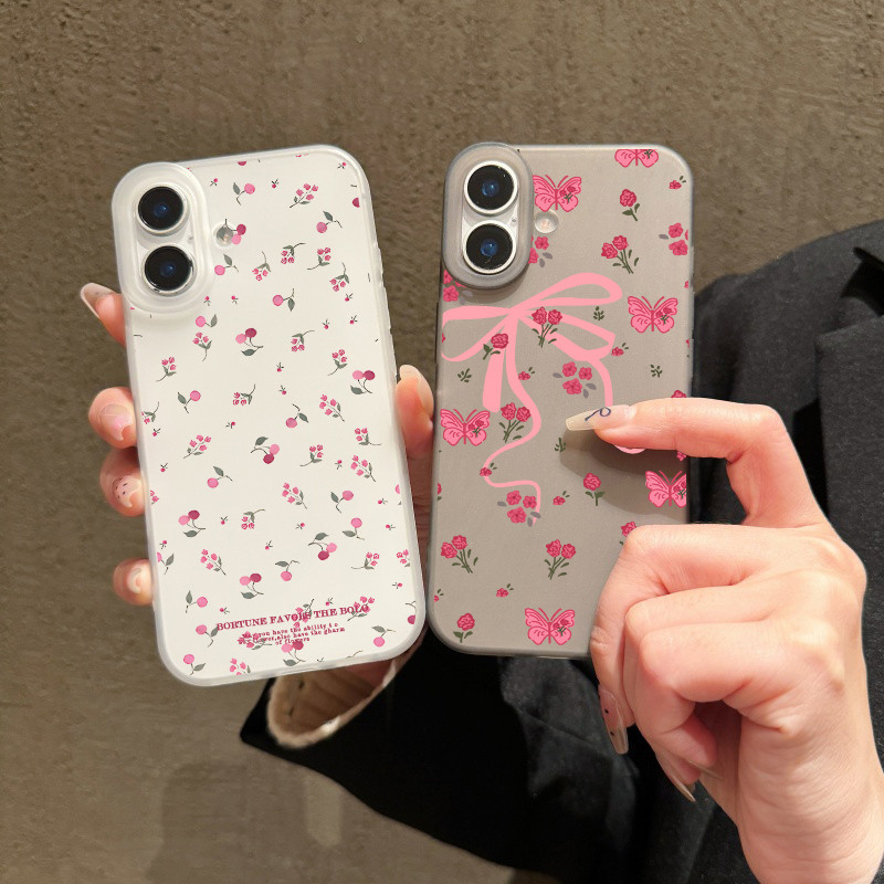 กรณีโทรศัพท์ จัดส่งจากประเทศไทย ดอกเชอร์รี่เคสไอโฟน iPhone 16 15 14 13 12 11 PRO MAX X XS MAX XR 7/8P ป้องกันลายนิ้วมือ - รูปที่ 3