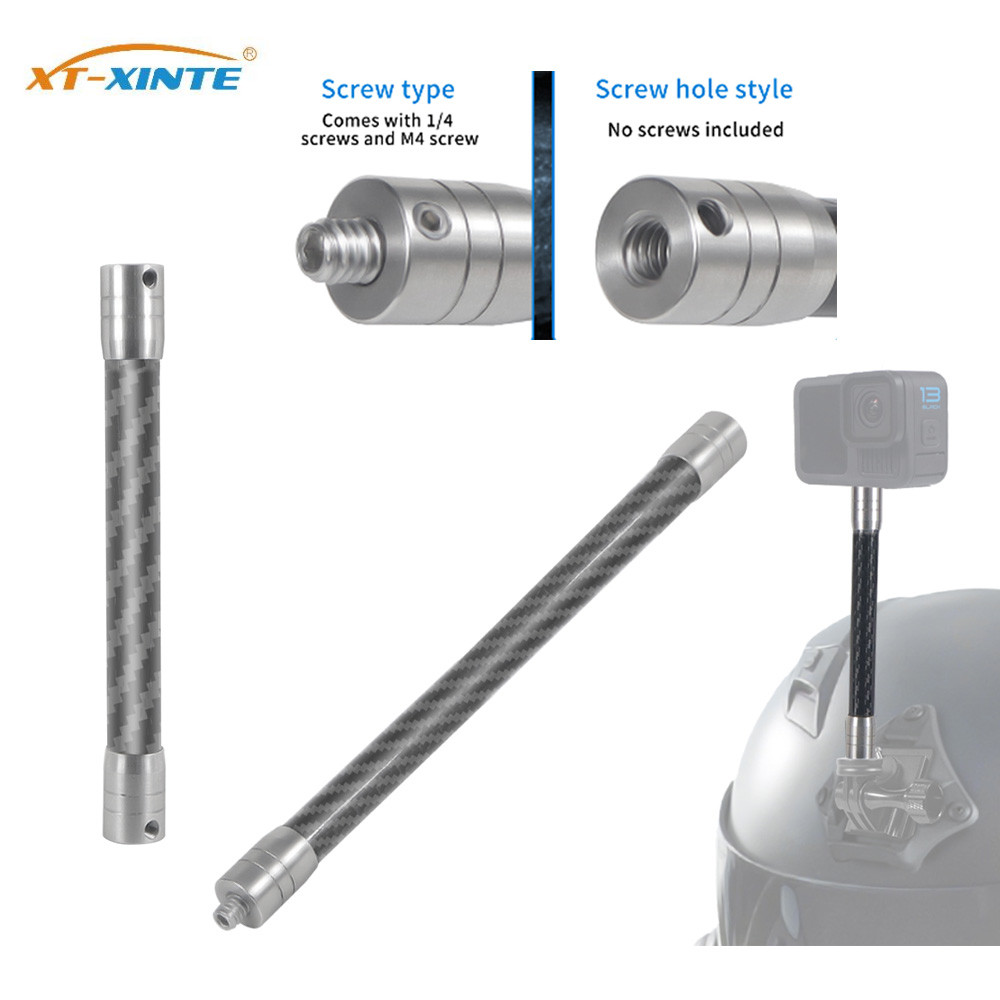 XT-XINTE คาร์บอนไฟเบอร์ Extension Rod 1/4 สกรู Selfie Stick Extended Rod สําหรับ Gopro13/สําหรับ DJI OSMO 360/ Insta360 Action กล้อง