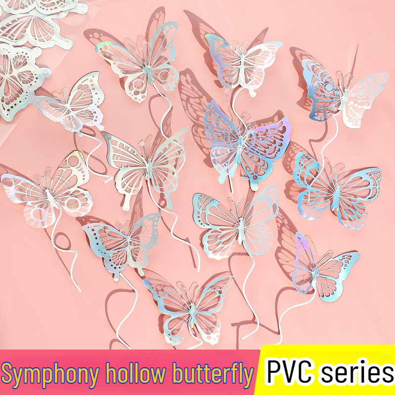 บรรยากาศเค้กตกแต่ง plug-in pvc ผีเสื้อโปร่งใส dazzle เทพธิดา 520 วันวาเลนไทน์ Qixi วันเกิดอบเค้กการ์ดขนม