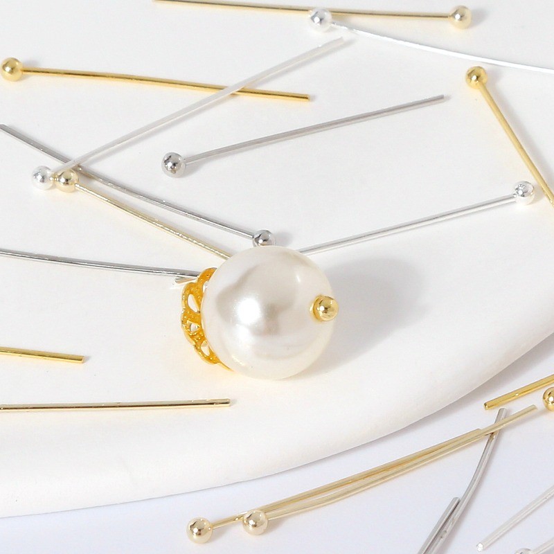 14k Gold-Plated Ball เข็ม Strong สี Retention รอบเข็ม Handmade DIY สร้อยข้อมือลูกปัดต่างหูเข็มเครื่องประดับวัสดุอุปกรณ์เสริม