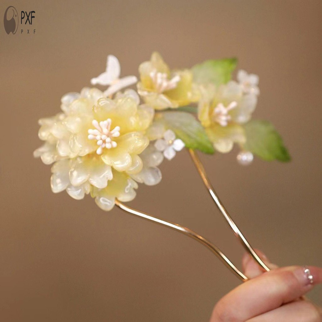 ดอกไม้พู่กิ๊บ ชม. อันฟู่ จับคู่ผมส้อมกับพู่มุกเหมาะสําหรับสุภาพสตรีสาวจัดแต่งทรงผมเครื่องมือ