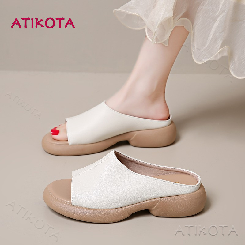 Atikota ผู้หญิงแฟชั่น Wedges รองเท้าแตะสุภาพสตรี Soft Sole สวมใส่สบายรองเท้าแตะอเนกประสงค์