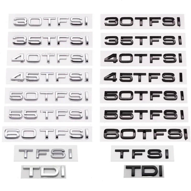 ABS Car 30 35 40 45 50 55 60 TFSI TDI Letters Logo Trunk Badge Emblem Decals Sticker For Audi A6 A1 