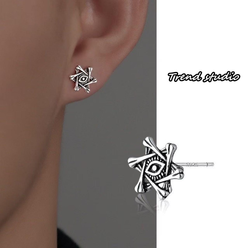 ต่างหูแฟชั่น Devil's Eye (8MM) ต่างหูสไตล์ย้อนยุค ดีไซน์ไม่ซ้ำใคร สะดุดตาอย่างยิ่ง สามารถสวมใส่ได้ทั้งชายและหญิง