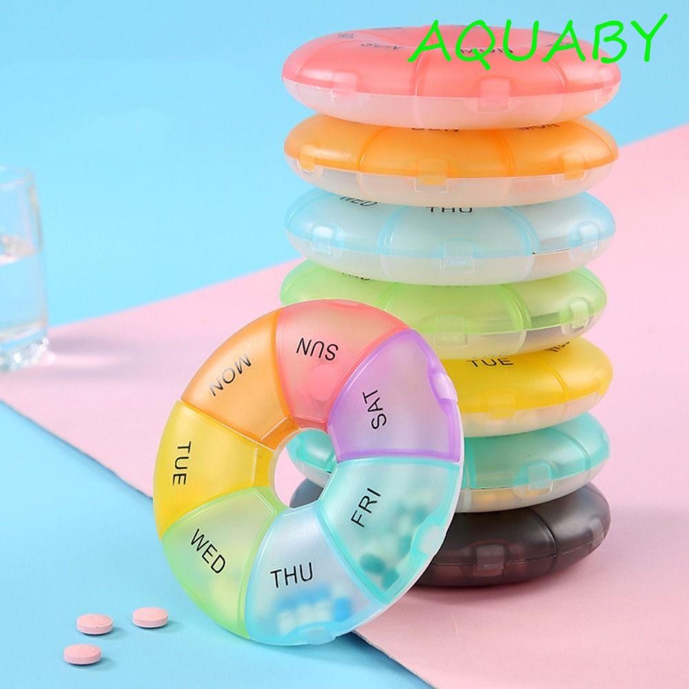 กล่องใส่ยาสําหรับเดินทาง AQUABY, กล่องยารายสัปดาห์สะดวกแบบพกพา, ตลับจ่ายกันน้ํา 7 วันรายสัปดาห์ เครื่องจ่ายยาหลากสีสําหรับเด็ก