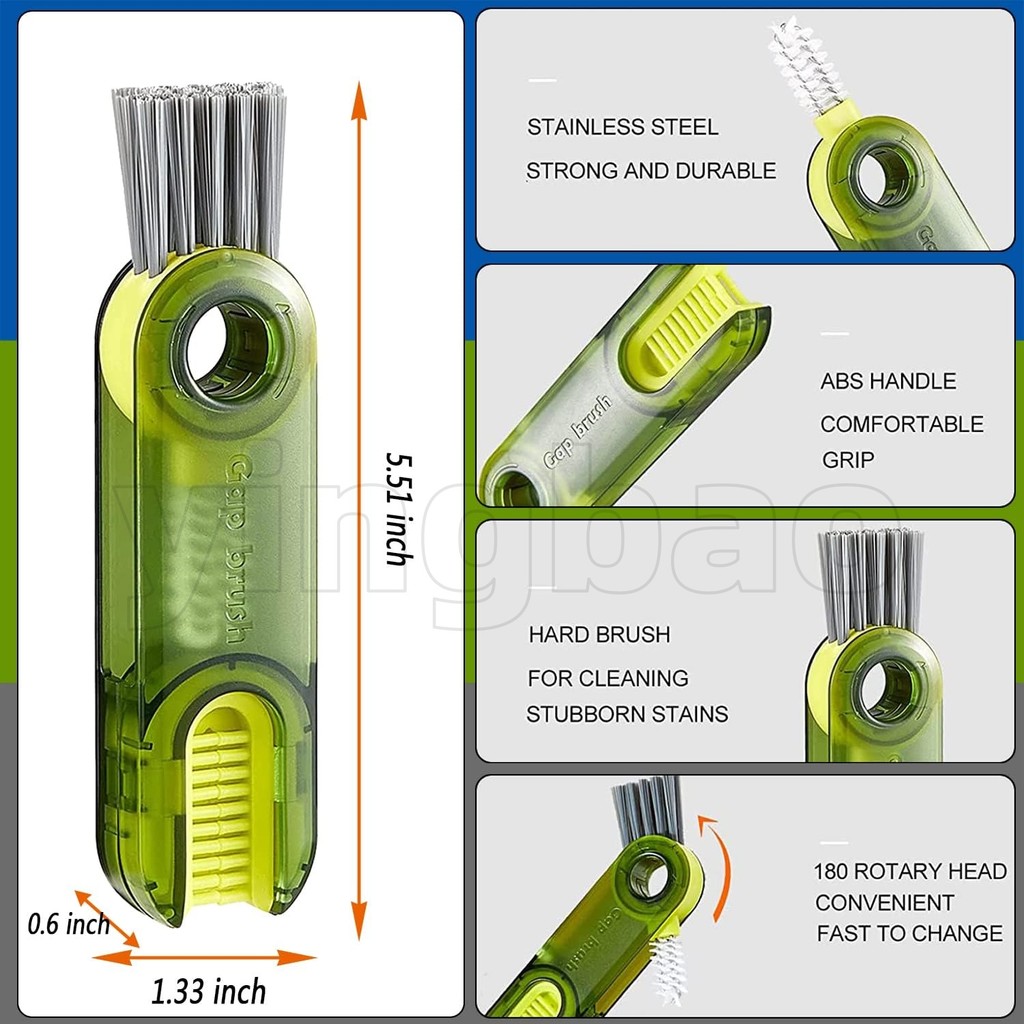 360 ° หมุน3 ใน 1รูปตัวยูขวดน้ําแปรงถ้วยฝาจุกช่องว่างลึกสําหรับทําความสะอาดครัวครัวเรือนล้างเครื่องมือขนาดเล็กซิลิโคนแปรง - รูปที่ 6