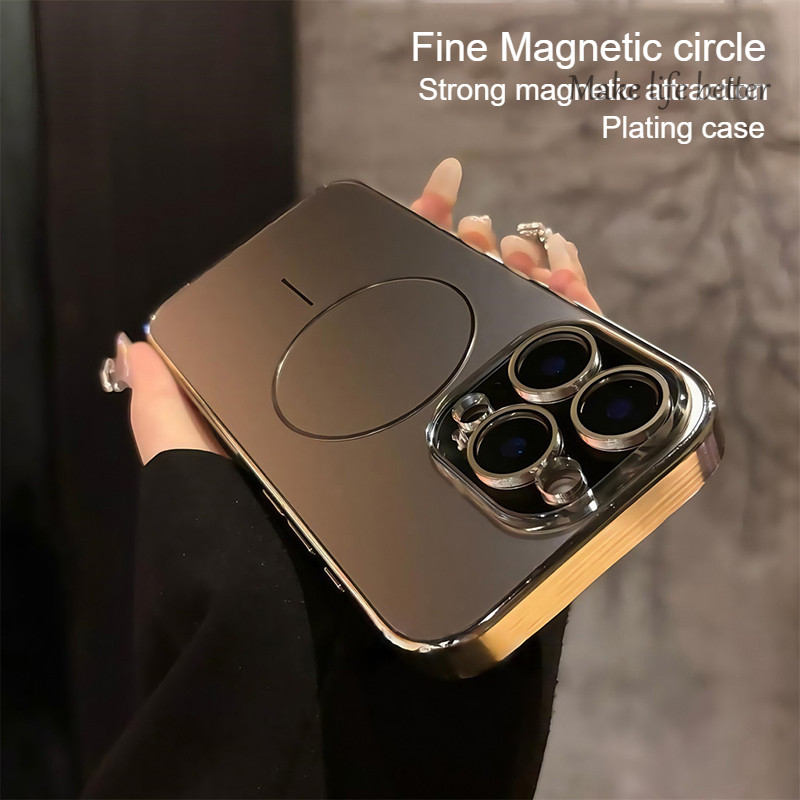 ความรู้สึกระดับพรีเมียม Matte Fine Circle แม่เหล็กดูดรวมทุกอย่างเคสโทรศัพท์เหมาะสําหรับ IPhone 11 12 13 14 15 16 Pro Max 14 15 16 Plus Shock Protection