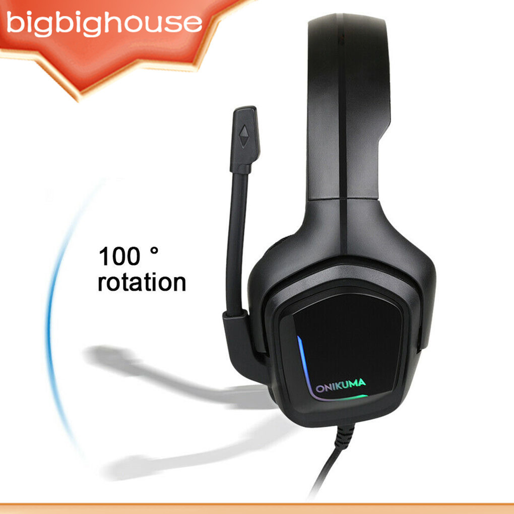 ชุดหูฟังสําหรับเล่นเกม RGB LED คอมพิวเตอร์ ไมโครโฟน พร้อมชุดหูฟัง