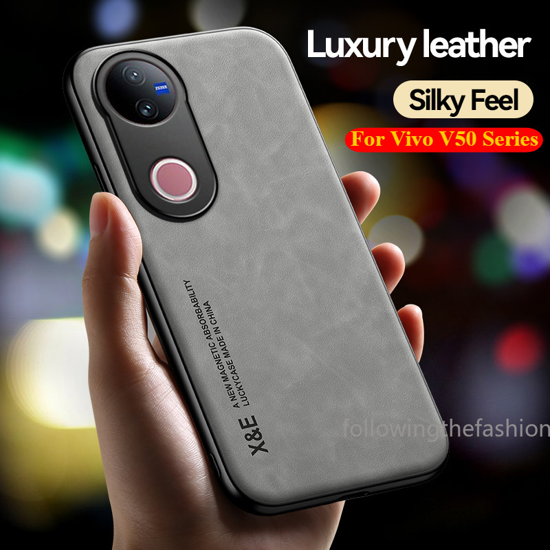 หรูหรา Retro หนังสําหรับ Vivo V50 5G vivo V50 V 50 V50e V50 Lite 4G 5G V60 2025 แฟชั่นธุรกิจสไตล์ปลอกนุ่มสําหรับชายปลอกกันชน Frosted Texture ฝาหลัง
