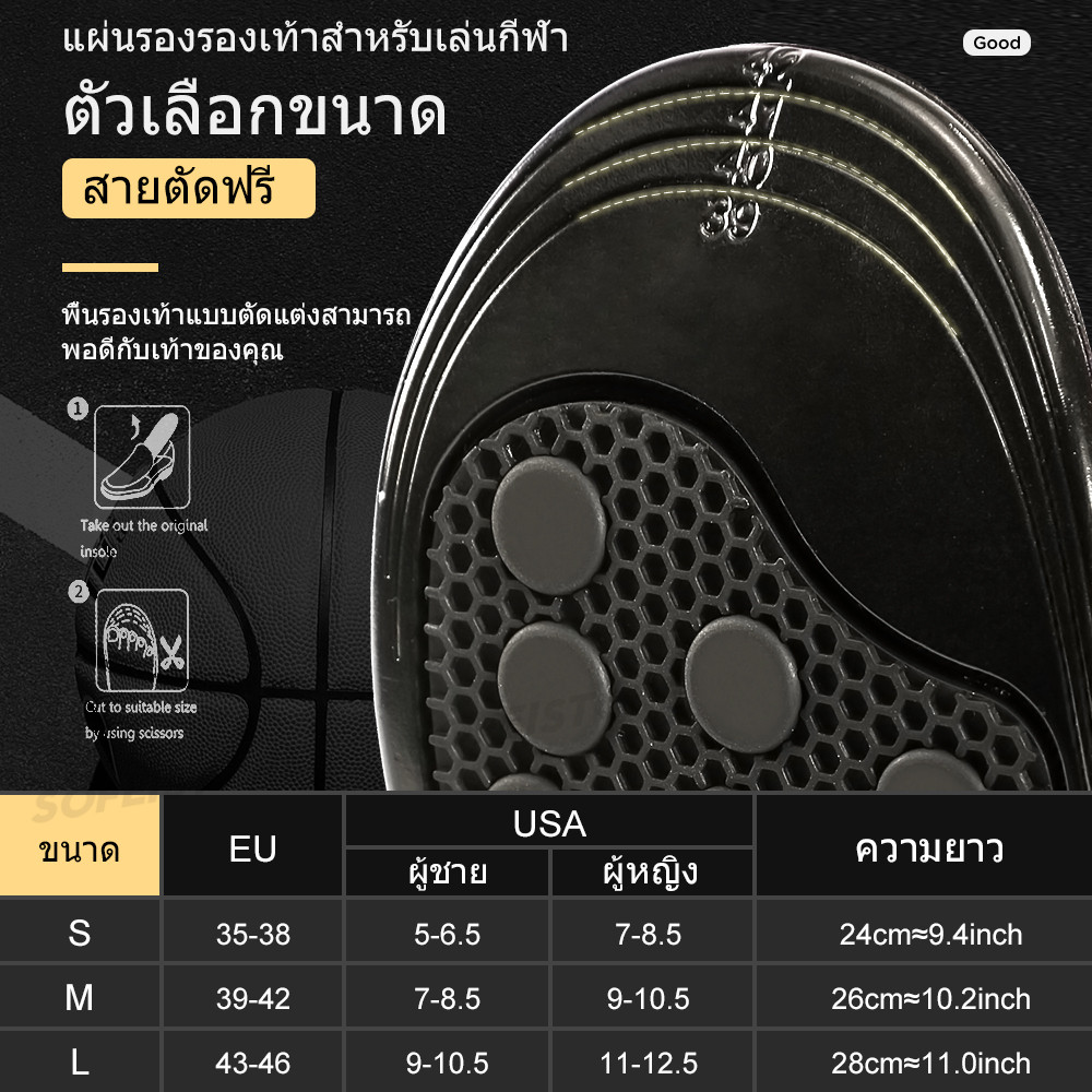 พื้นรองเท้าซิลิโคนสปริง พื้นรองเท้ากันกระแทกแบบยืดหยุ่น เหมาะสำหรับรองเท้าบาสเก็ตบอล ไซส์ 35-46 - รูปที่ 2