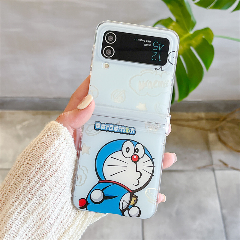 SAMSUNG การ์ตูนโดราเอมอนวงเล็บสร้อยข้อมือเคสโทรศัพท์สําหรับSamsung Z Flip 7 3 4 5 6 Flip6 ZFlip6 Clear Hard PCกันกระแทก - รูปที่ 2