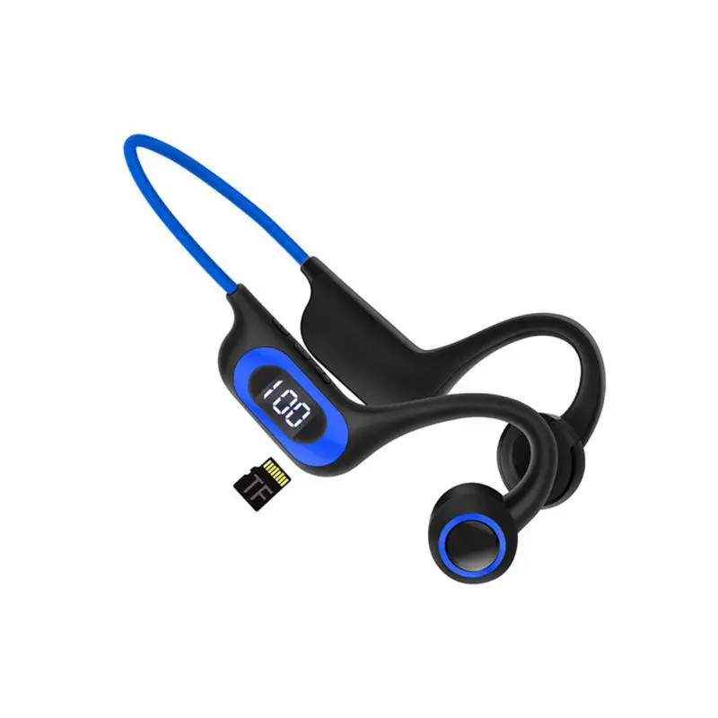 True Bone Conduction หูฟังไร้สายบลูทูธเปิดหูกีฬากลางแจ้งพร้อมไมโครโฟนจอแสดงผลแบตเตอรี่สนับสนุน Sd Card