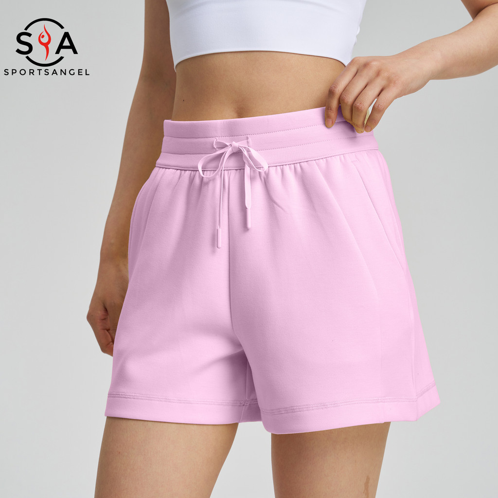 SportsangelSports กางเกงขาสั้นด้านข้างกระเป๋าเอว Drawstring กางเกงขาสั้นหลวมยิมวิ่ง