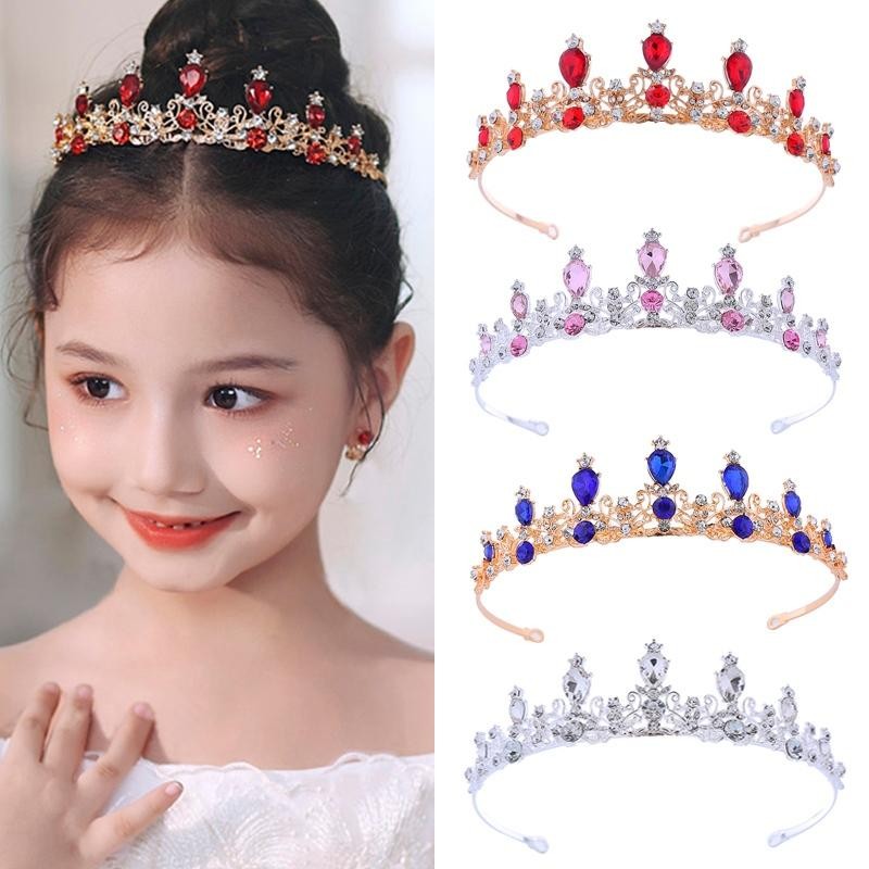 มงกุฎคริสตัล 5 สีสําหรับเด็กและผู้ใหญ่สาวเจ้าหญิง มงกุฏ ผ้าโพกศีรษะ